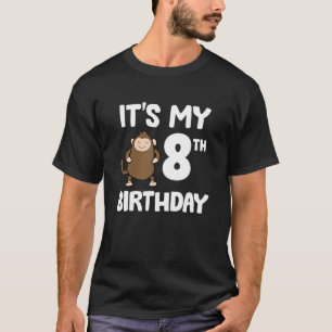 T-shirt C'est mon 8e anniversaire mignon Singe Ape 8e anni
