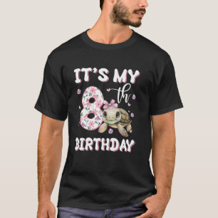 T-shirt C'est mon 8e anniversaire mignonne tortue mer pois