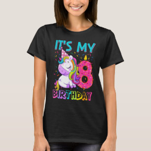 T-shirt C'est mon 8ème anniversaire mignonne Unicorne 8 an