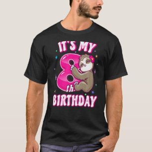 T-shirt C'est mon 8ème anniversaire Thème fille paresseux