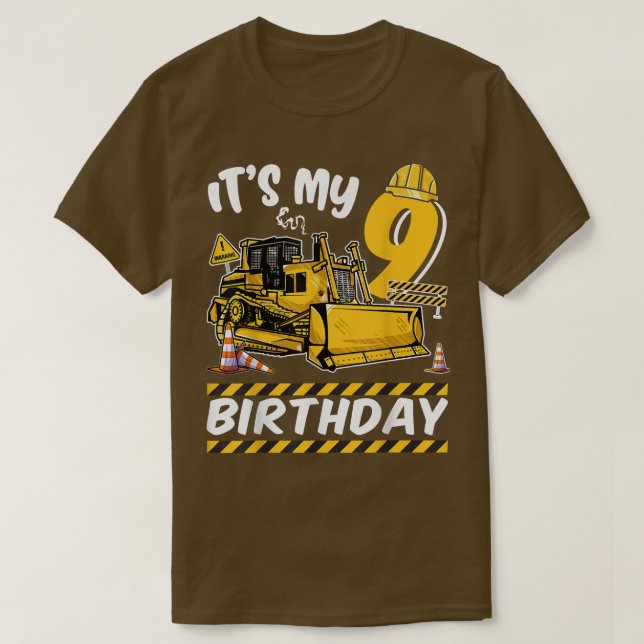 T-shirt C'est mon 9 e anniversaire Excavateur - Constructi (Design devant)