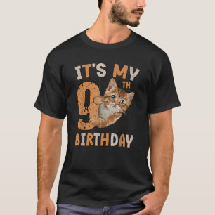 T-shirt C'est mon 9e anniversaire Amoureux des chats 9 ans