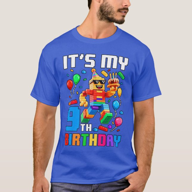 T-shirt C'est mon 9e anniversaire Brique de construction 9 (Devant)