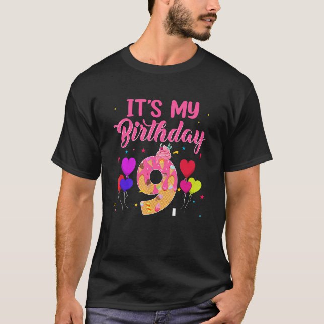 T-shirt C'est mon 9e anniversaire crème glacée Sweetie 9 a (Devant)