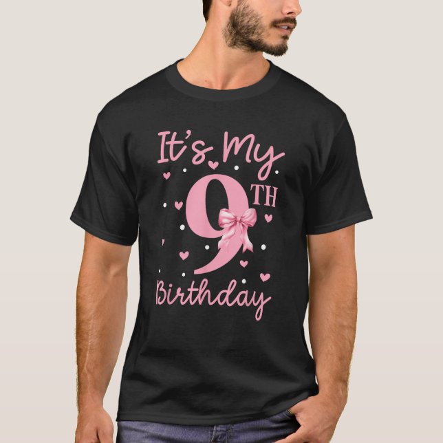 T-shirt C'est mon 9e anniversaire fille enfant Coquette Bo (Devant)