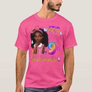 T-shirt C'est mon 9e anniversaire Filles Noires Enfants mi