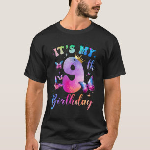 T-shirt C'Est Mon 9e anniversaire Filles Papillon Fête Thè