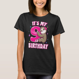 T-shirt C'Est Mon 9e Anniversaire Neuf Fille Rose Fille Th