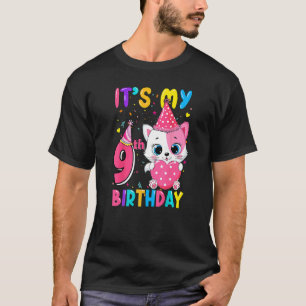 T-shirt C'est mon 9ème anniversaire Fille Chat Anniversai