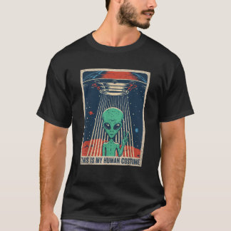 T-shirt C'Est Mon Alien Costume Humain UFO Vintage Retro 7