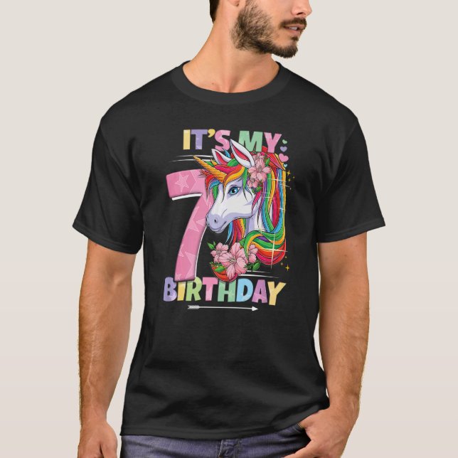 T-shirt C'est mon anniversaire 7e anniversaire Fille 7 ans (Devant)
