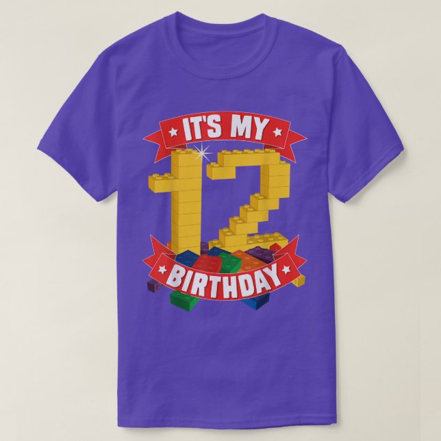 T-shirt C'est mon anniversaire Bâtiment de 12 ans Garçons (Design devant)