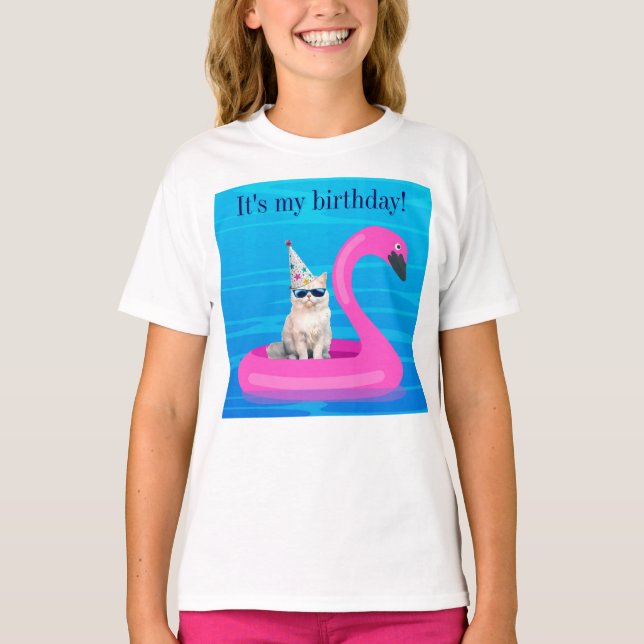 T-shirt C'est mon anniversaire Chat Flotteur (Devant)