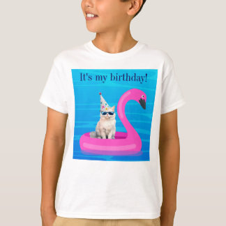 T-shirt C'est mon anniversaire Chat Flotteur
