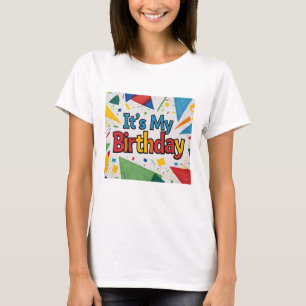 T-shirt C'est mon anniversaire Confetti géométrique