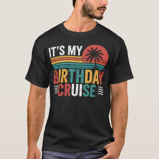 T-shirt C'est mon anniversaire Croisière Retro Sunset