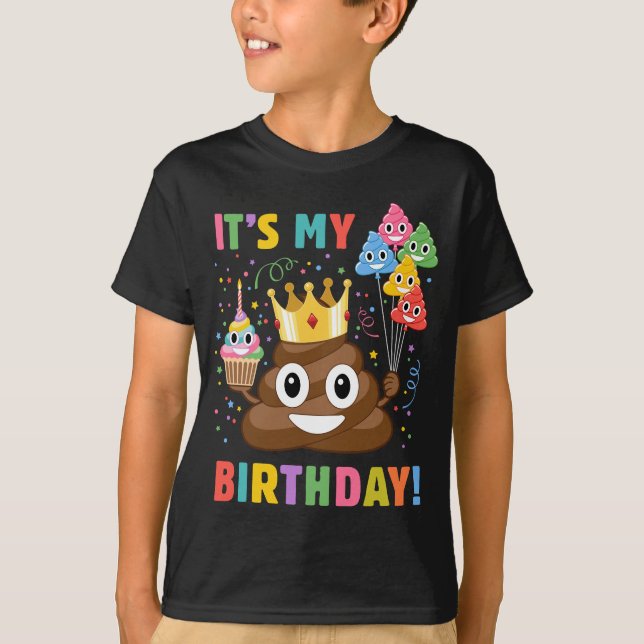 T-shirt C'est mon anniversaire drôle Poop d'anniversaire (Devant)