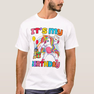 T-shirt C'est mon anniversaire Enfant Licorne Arc-en-ciel 
