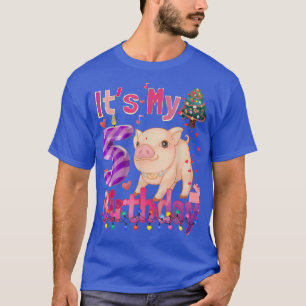 T-shirt C'Est Mon Anniversaire Fille Cochon 5 Ans Filles C