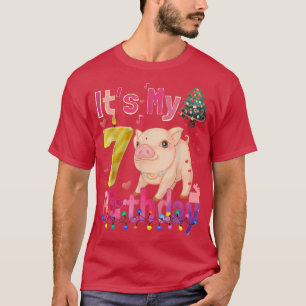 T-shirt C'est mon anniversaire Fille Cochon 7 Ans Filles C