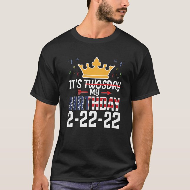 T-shirt C'Est Mon Anniversaire Jeudi 02-22-2022 Le 2 Févri (Devant)