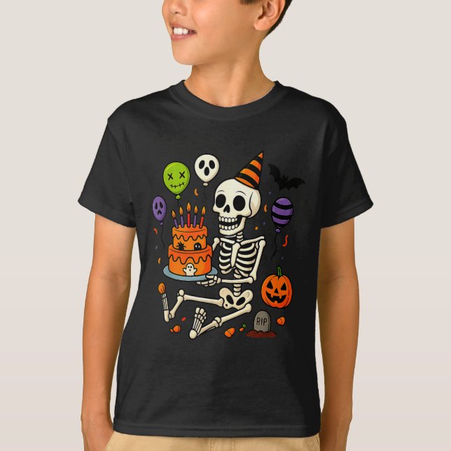 T-shirt C'est mon anniversaire squelette Joyeuse fête d'Ha (Devant)