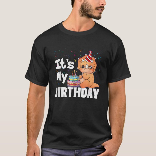 T-shirt C'est mon Anniversaire Tricératops Dinosaur Lover  (Devant)