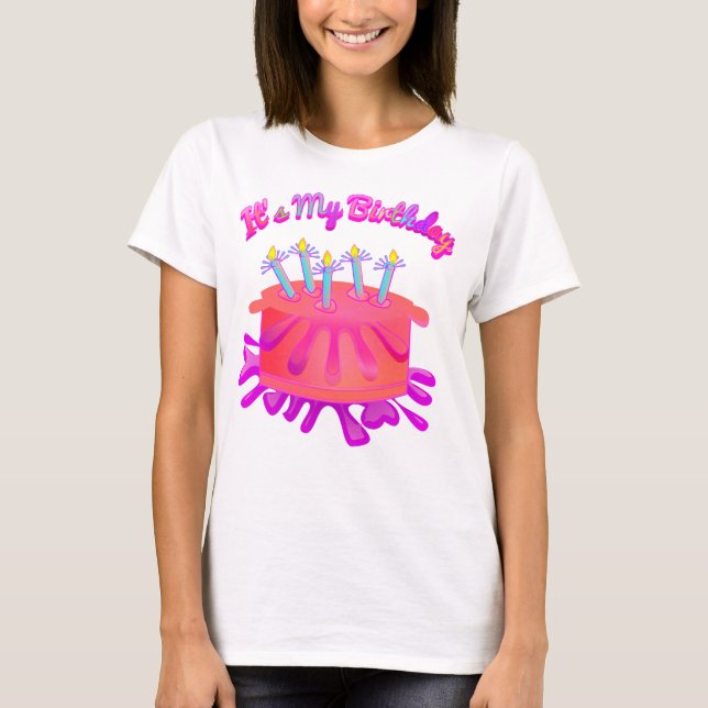 T-shirt C'est mon B-Day Anniversaire Cake Graphic Tee (Devant)
