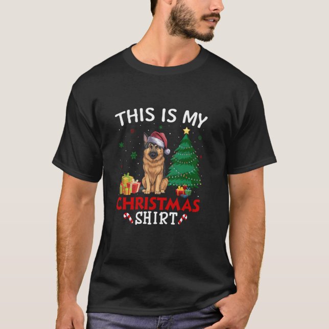 T-shirt C'est mon berger allemand Chien de Santa Hat Noël (Devant)