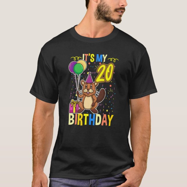 T-shirt C'est mon castor d'anniversaire de 20 ans (Devant)