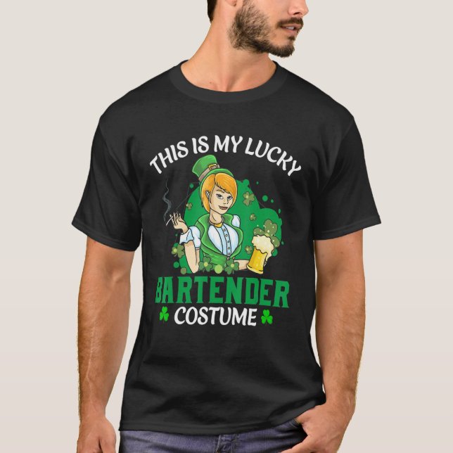 T-shirt C'Est Mon Chanceux Costume Bartender Happy Patrick (Devant)