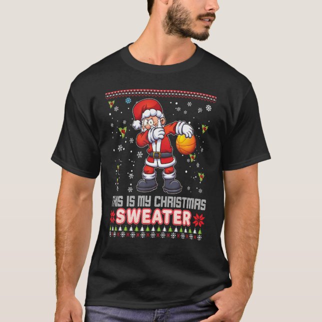 T-shirt C'Est Mon Chandail De Noël Basketball Père Noël El (Devant)
