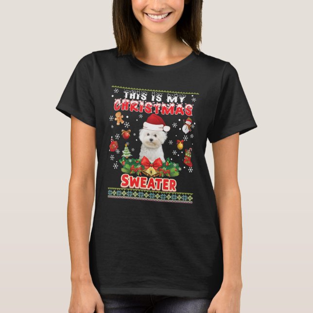 T-shirt C'Est Mon Chandail De Noël Bichons Frise Dog (Devant)