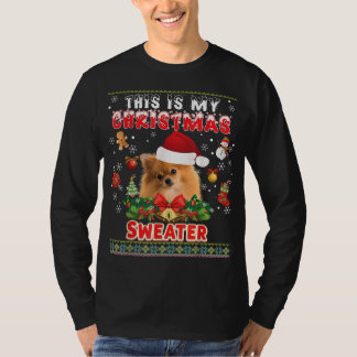 T-shirt C'Est Mon Chandail De Noël Chien Poméranien Vilain