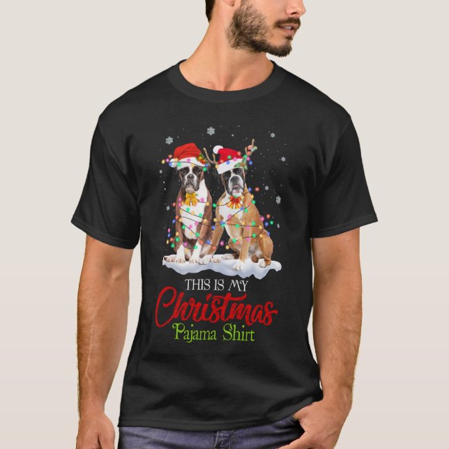 T-shirt C'Est Mon Chien De Boxe De Pajama De Noël Santa Ha (Devant)