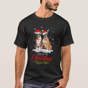 T-shirt C'Est Mon Chien De Boxe De Pajama De Noël Santa Ha