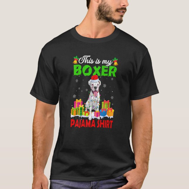 T-shirt C'Est Mon Chien De Boxe De Pyjama De Noël (Devant)