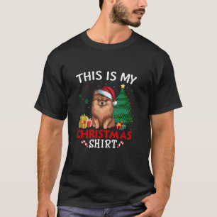 T-shirt C'est mon Chien Poméranien Santa Hat Christmas Paj
