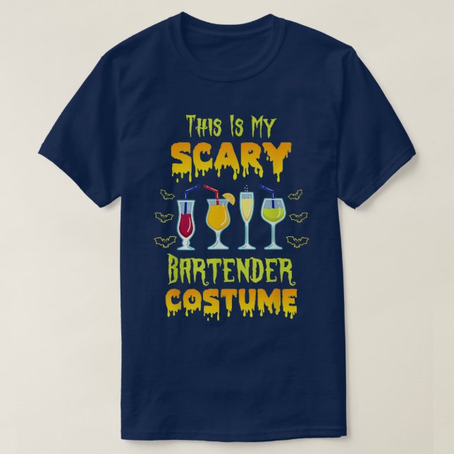 T-shirt C'Est Mon Costume De Barman D'Inquiétude Halloween (Design devant)