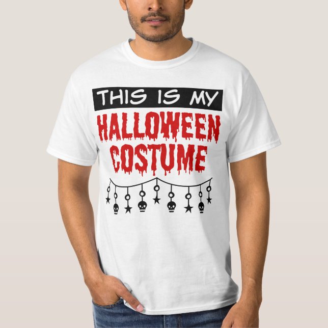 T-shirt C'est mon costume d'Halloween crânes étoiles (Devant)