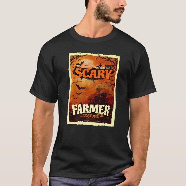 T-shirt C'Est Mon Costume D'Halloween Paysan Effrayant (Devant)