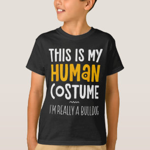 T-shirt C'est Mon Costume D'humain Je Suis Un Bulldog Hall