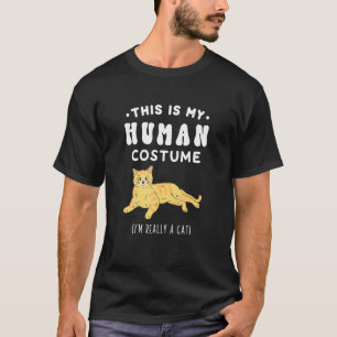 T-shirt C'Est Mon Costume Humain Je Suis Vraiment Un Chat