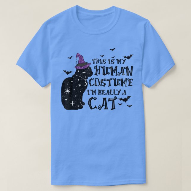 T-shirt C'est mon costume humain Je suis vraiment un chat  (Design devant)