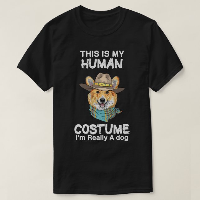 T-shirt C'est mon costume humain Je suis vraiment un corgi (Design devant)