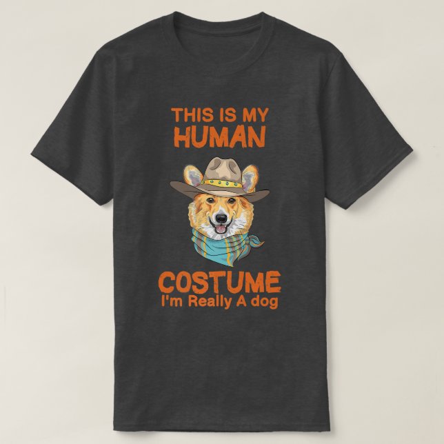 T-shirt C'est mon costume humain Je suis vraiment un corgi (Design devant)