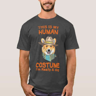 T-shirt C'est mon costume humain Je suis vraiment un corgi