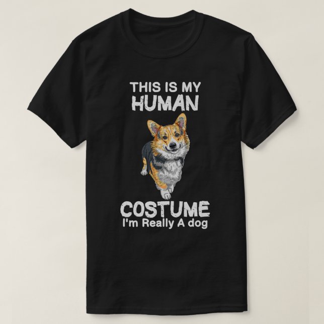 T-shirt C'est mon costume humain Je suis vraiment un corgi (Design devant)