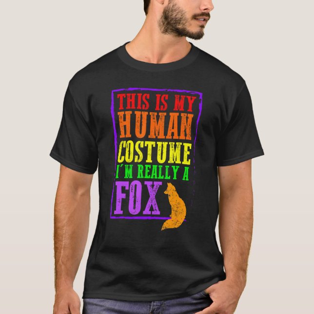 T-shirt C'est mon costume humain Je suis Vraiment un Hallo (Devant)