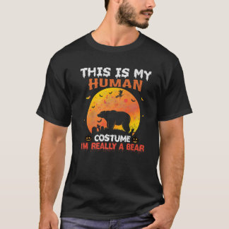 T-shirt C'est mon costume humain Je suis vraiment un Hallo